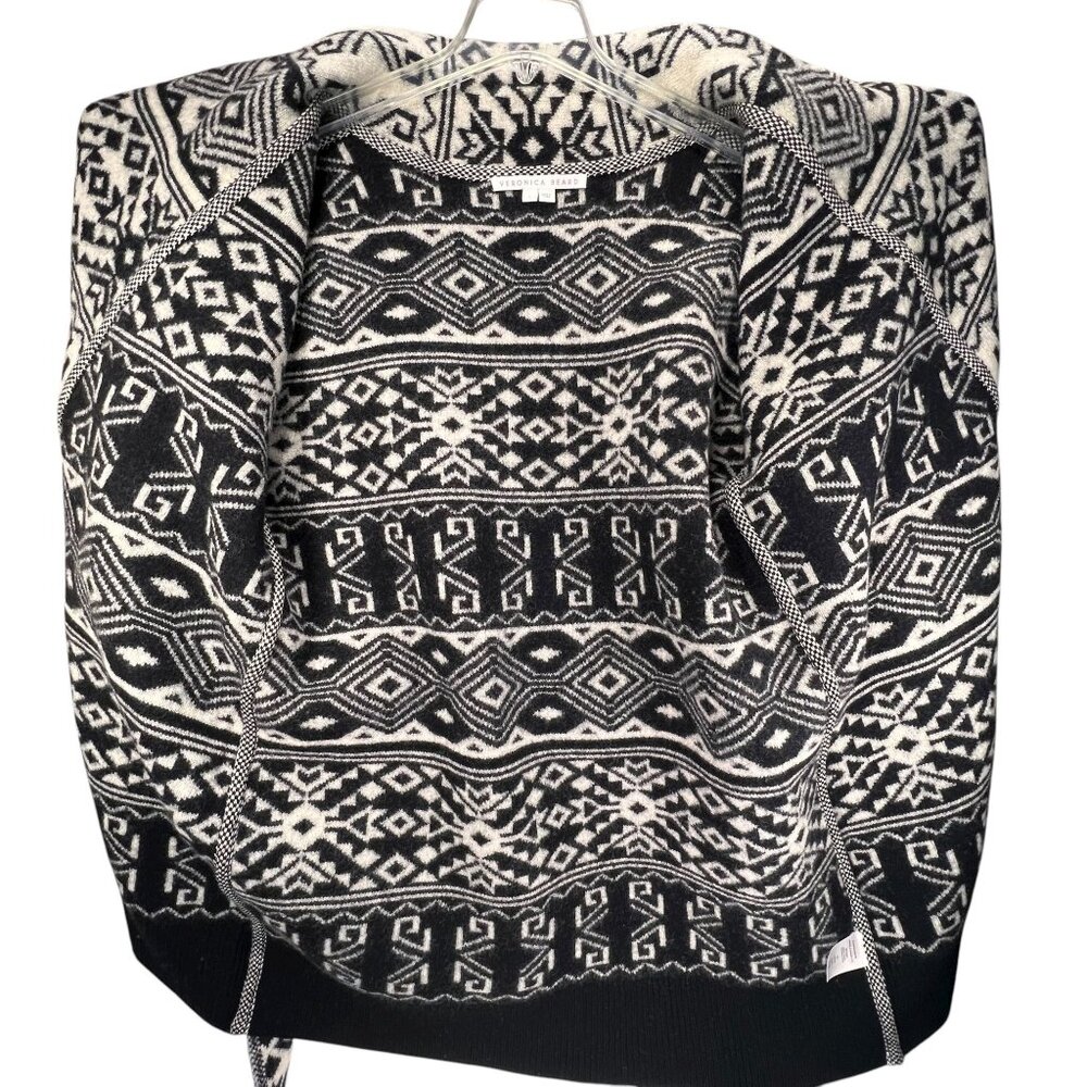 Veronica Beard Wool Sweater Jacket Shawl Collar Belt Aztec Tribal Jacquard Large - Picture 10 of 16
